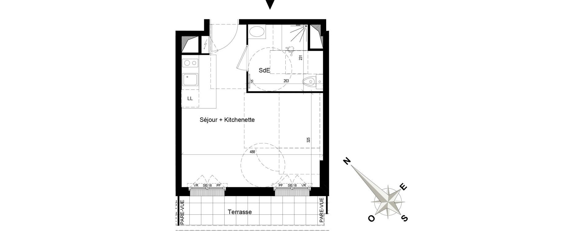 Appartement T1 de 25,53 m2 au Blanc-Mesnil Centre