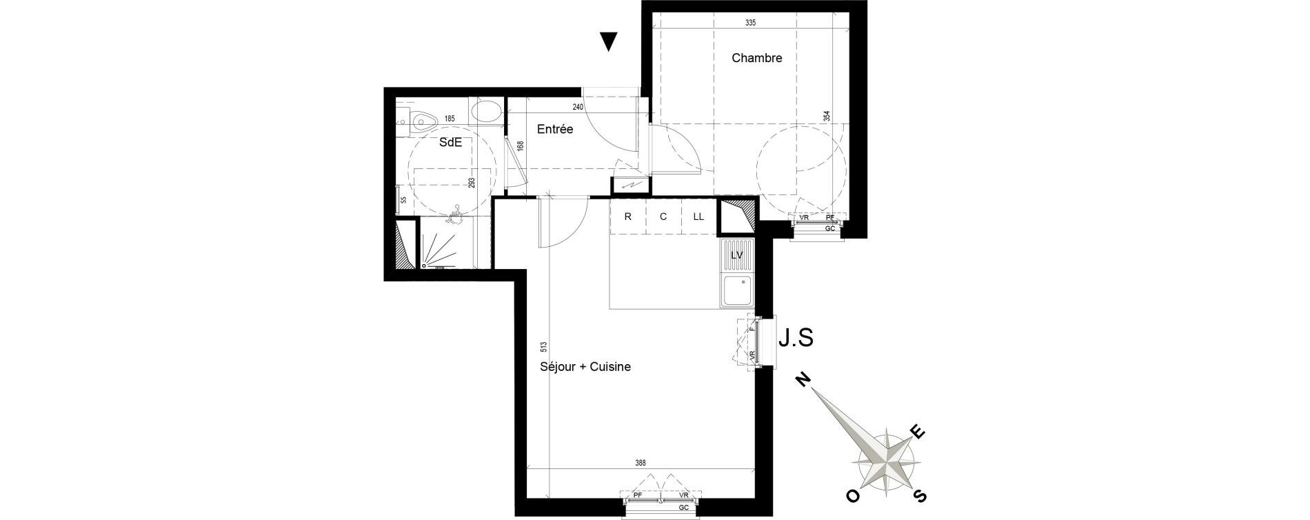 Appartement T2 de 39,61 m2 au Blanc-Mesnil Centre