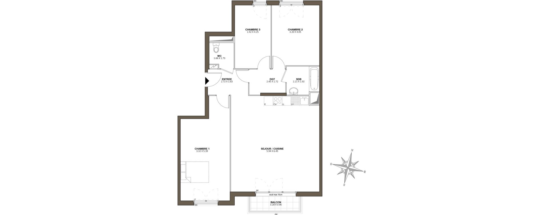 Appartement T4 de 97,27 m2 au Blanc-Mesnil Centre