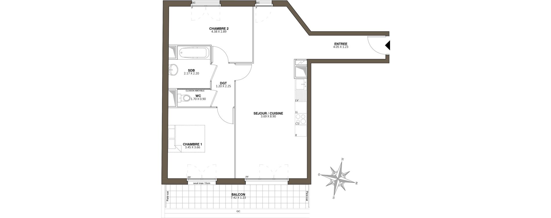 Appartement T3 de 65,53 m2 au Blanc-Mesnil Centre