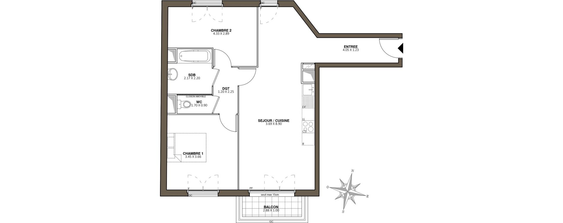 Appartement T3 de 65,53 m2 au Blanc-Mesnil Centre