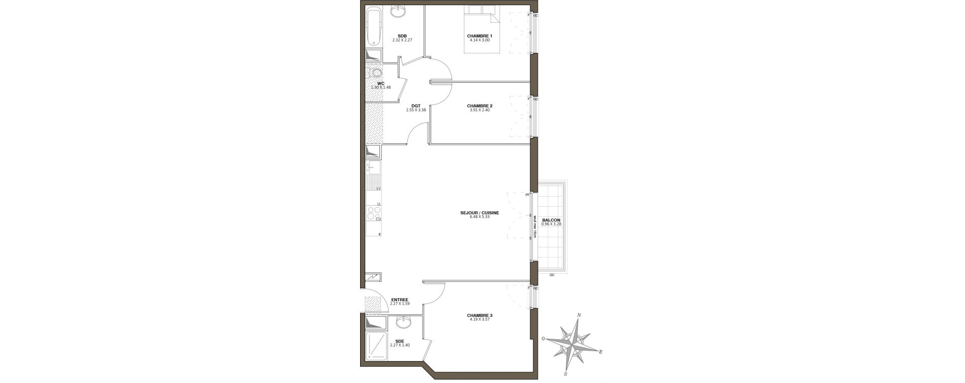 Appartement T4 de 89,98 m2 au Blanc-Mesnil Centre