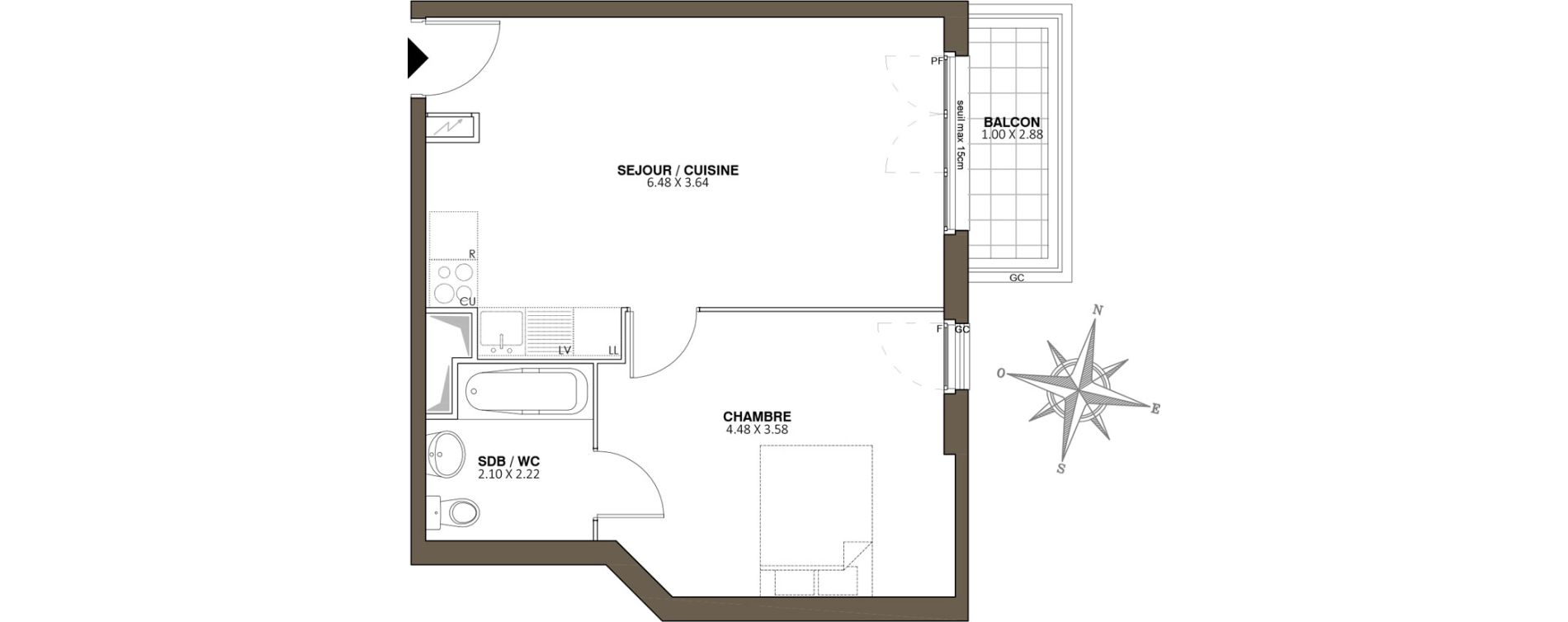 Appartement T2 de 43,99 m2 au Blanc-Mesnil Centre