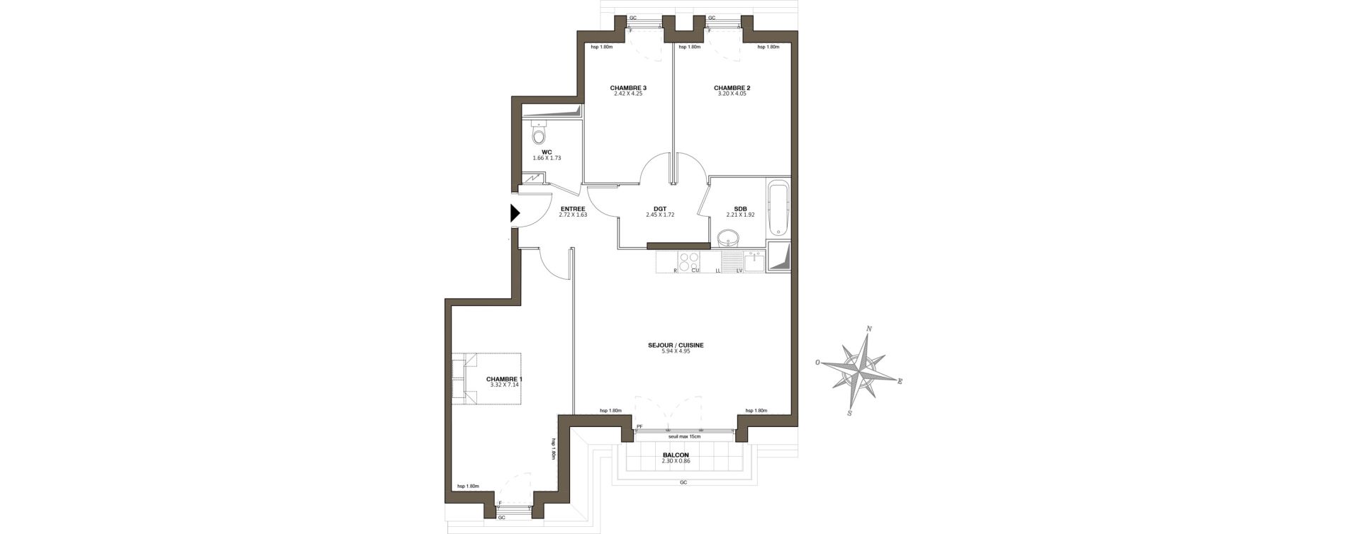 Appartement T4 de 83,69 m2 au Blanc-Mesnil Centre