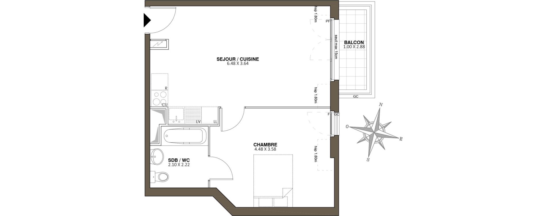 Appartement T2 de 42,90 m2 au Blanc-Mesnil Centre