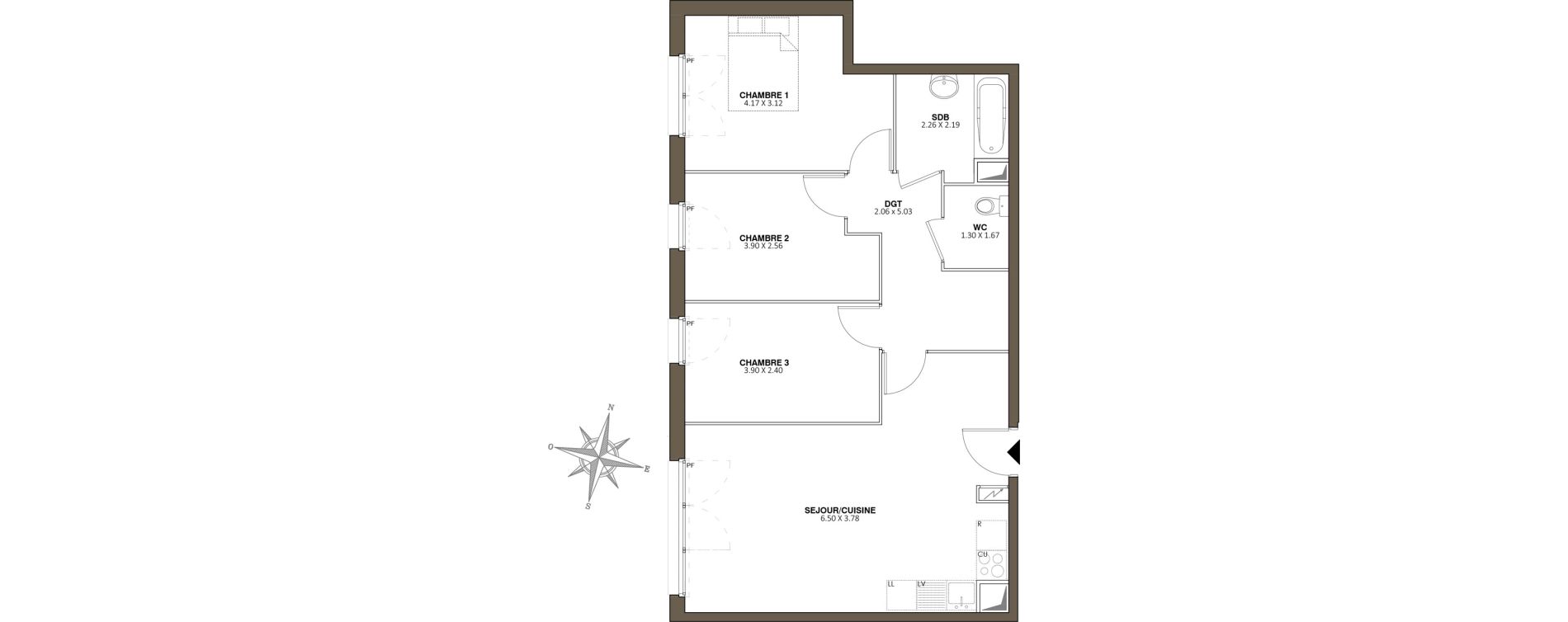Appartement T4 de 71,78 m2 au Blanc-Mesnil Centre