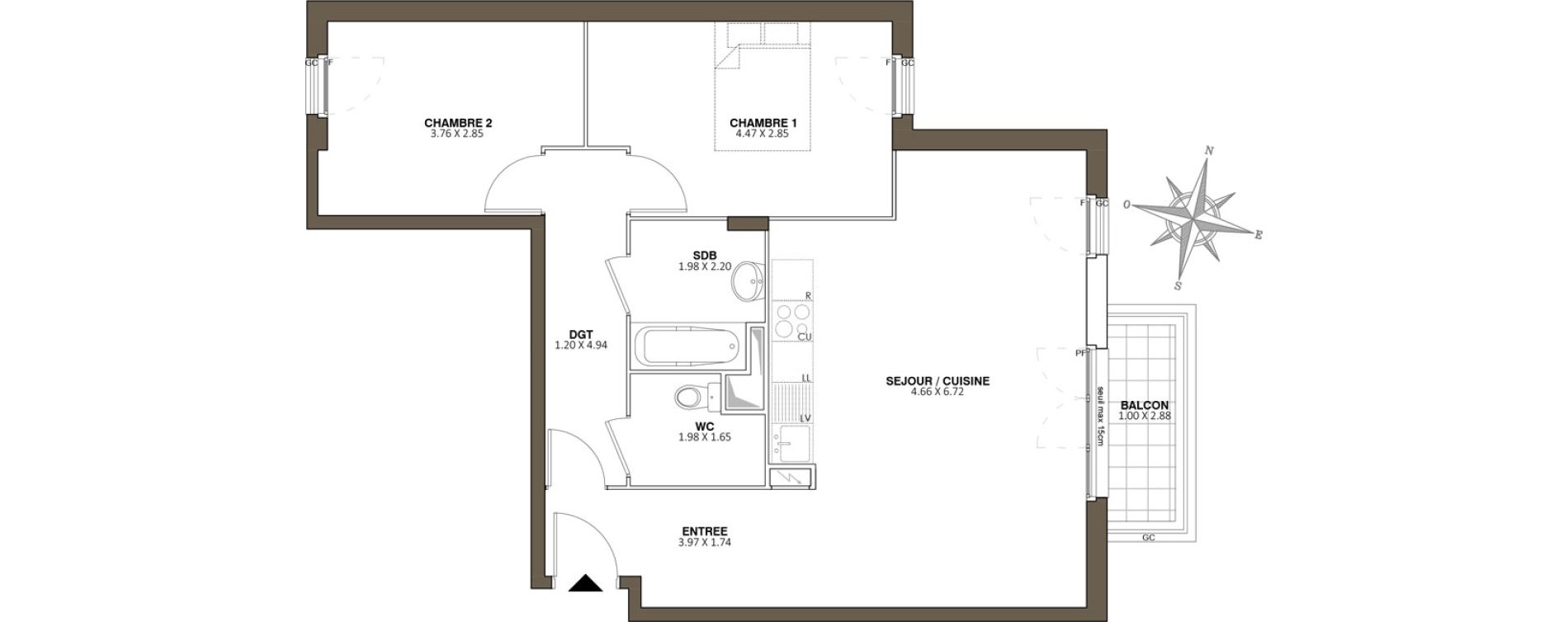 Appartement T3 de 69,48 m2 au Blanc-Mesnil Centre