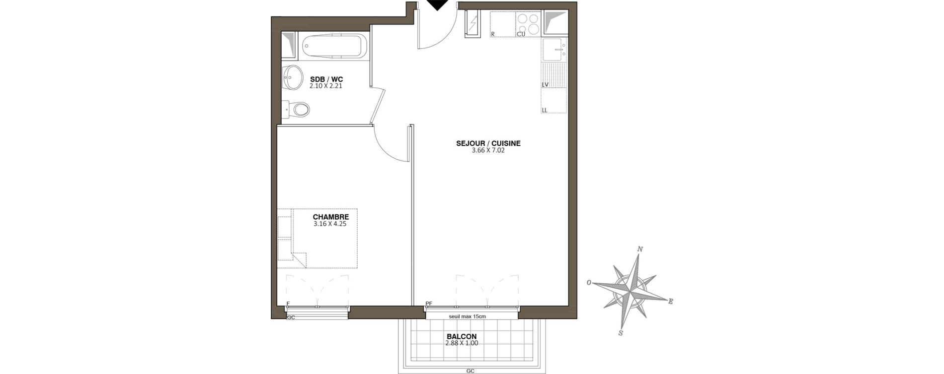 Appartement T2 de 45,25 m2 au Blanc-Mesnil Centre