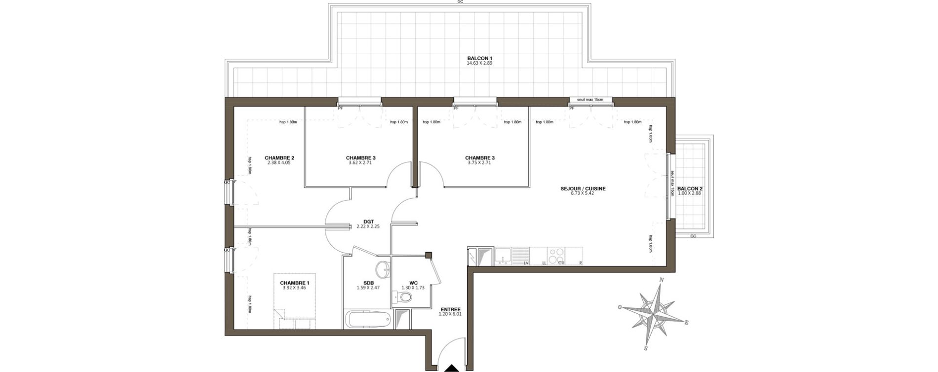 Appartement T5 de 87,06 m2 au Blanc-Mesnil Centre
