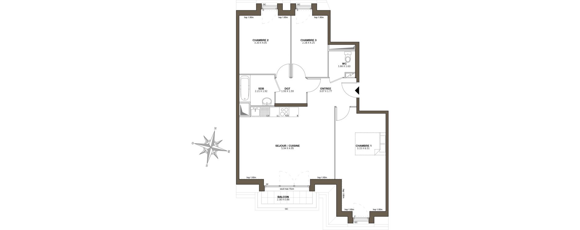 Appartement T4 de 83,48 m2 au Blanc-Mesnil Centre