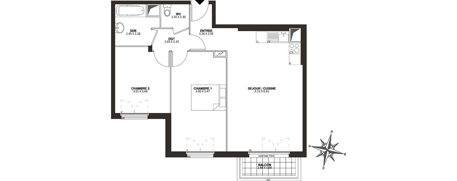 Appartement T3 de 66,80 m2 au Blanc-Mesnil Centre