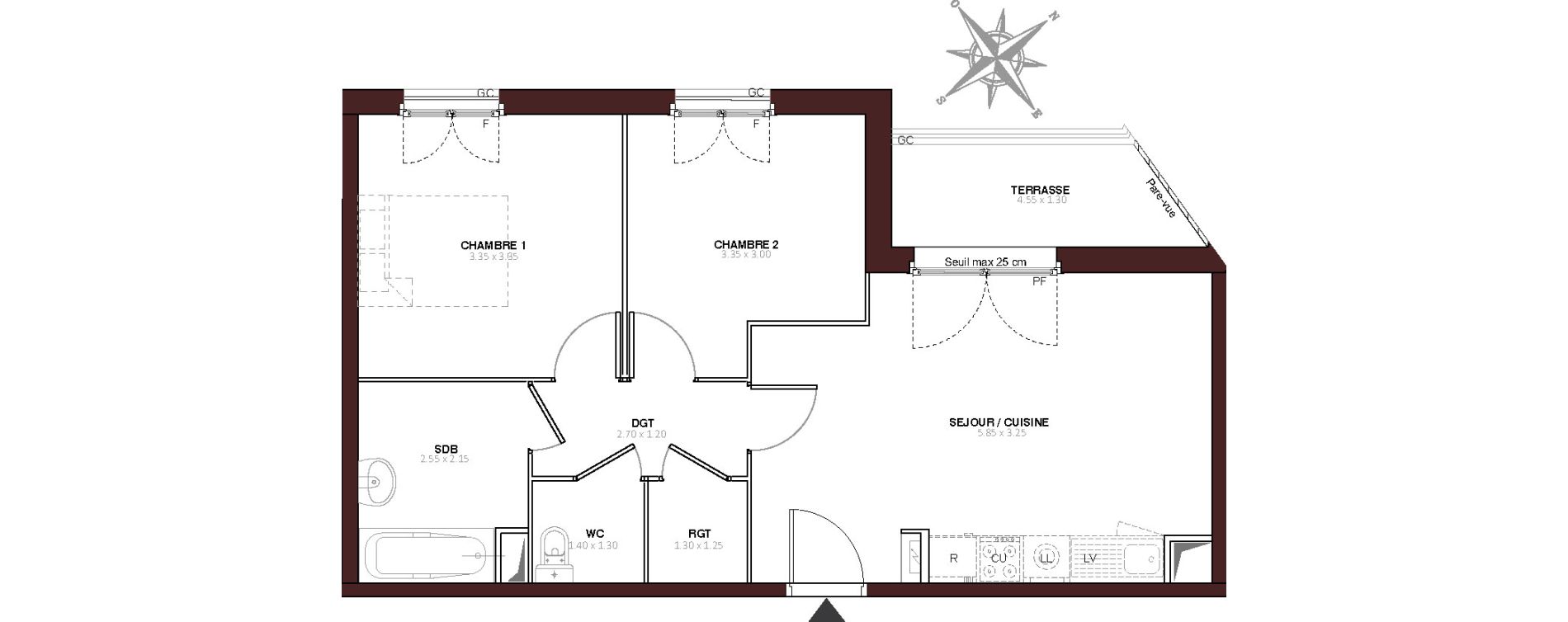 Appartement T3 de 53,35 m2 au Blanc-Mesnil Centre