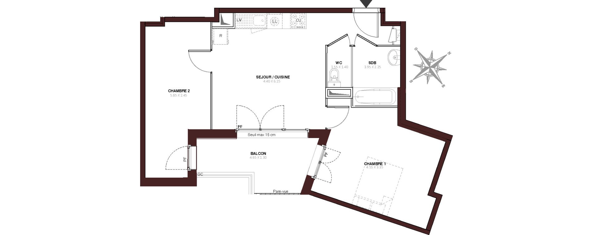Appartement T3 de 55,45 m2 au Blanc-Mesnil Centre