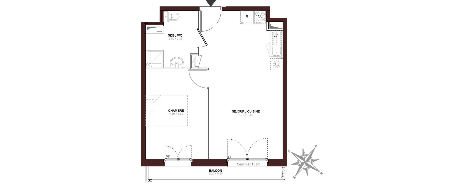 Appartement T2 de 40,25 m2 au Blanc-Mesnil Centre