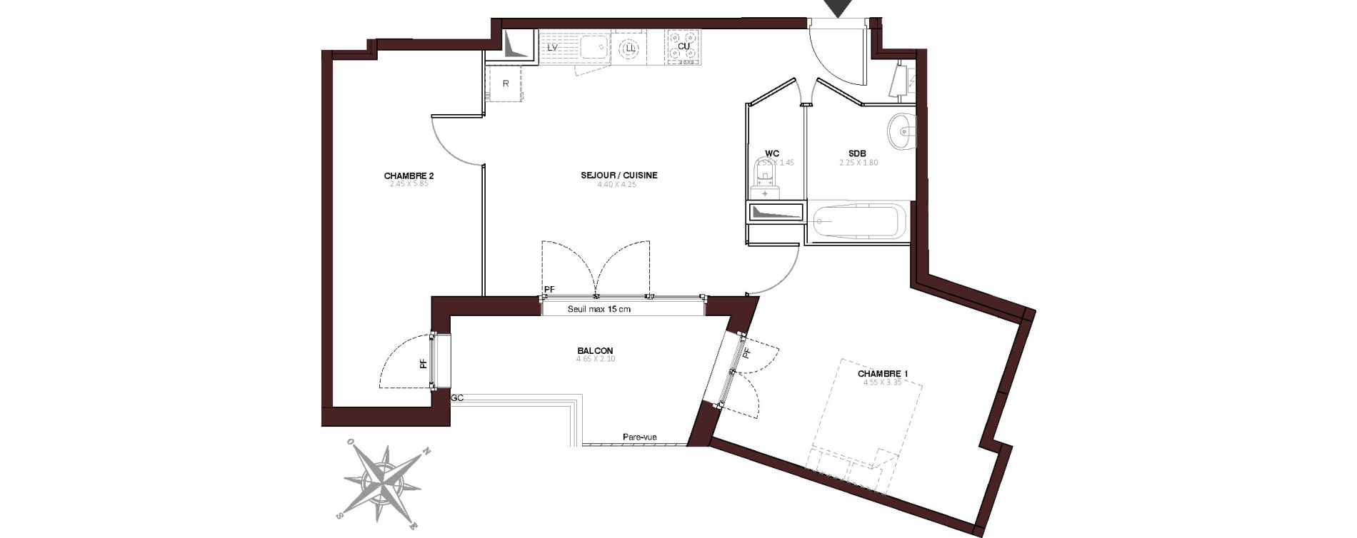 Appartement T3 de 55,50 m2 au Blanc-Mesnil Centre