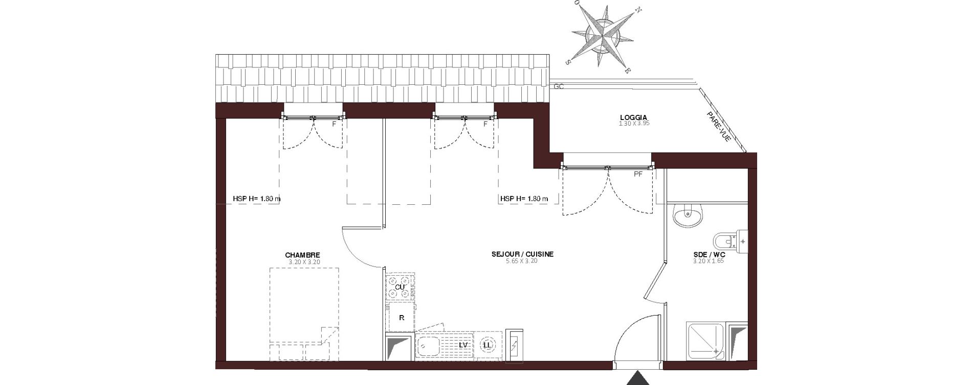 Appartement T2 de 38,60 m2 au Blanc-Mesnil Centre