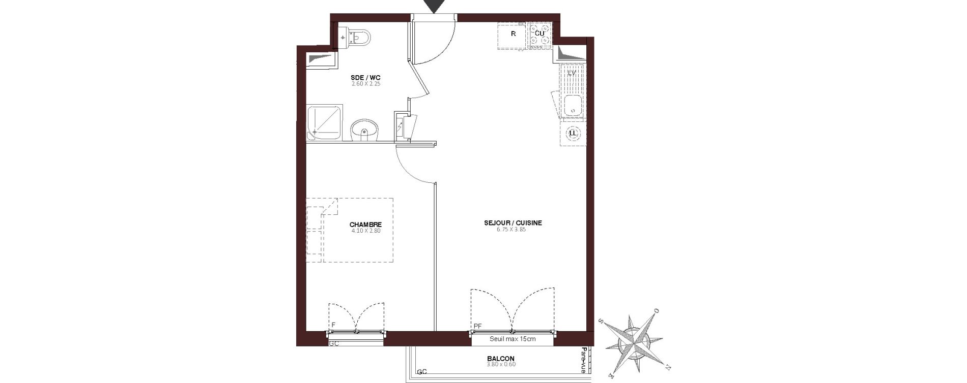 Appartement T2 de 39,50 m2 au Blanc-Mesnil Centre
