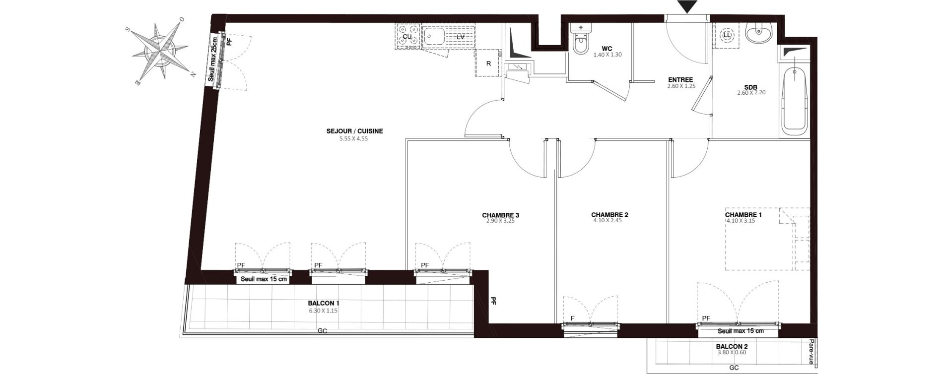 Appartement T4 de 78,80 m2 au Blanc-Mesnil Centre