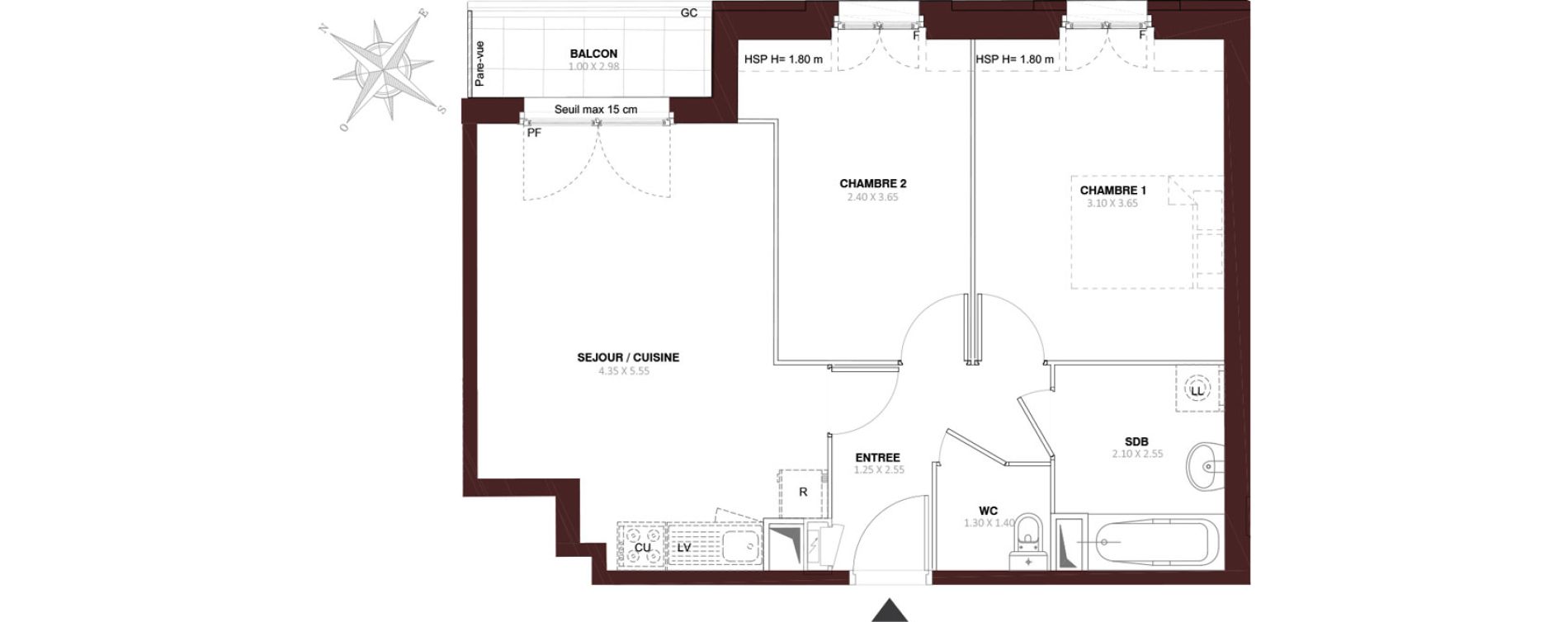 Appartement T3 de 53,50 m2 au Blanc-Mesnil Centre
