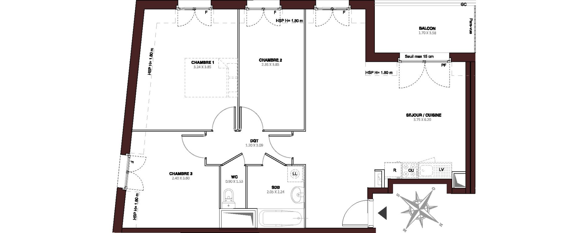Appartement T4 de 73,20 m2 au Blanc-Mesnil Centre