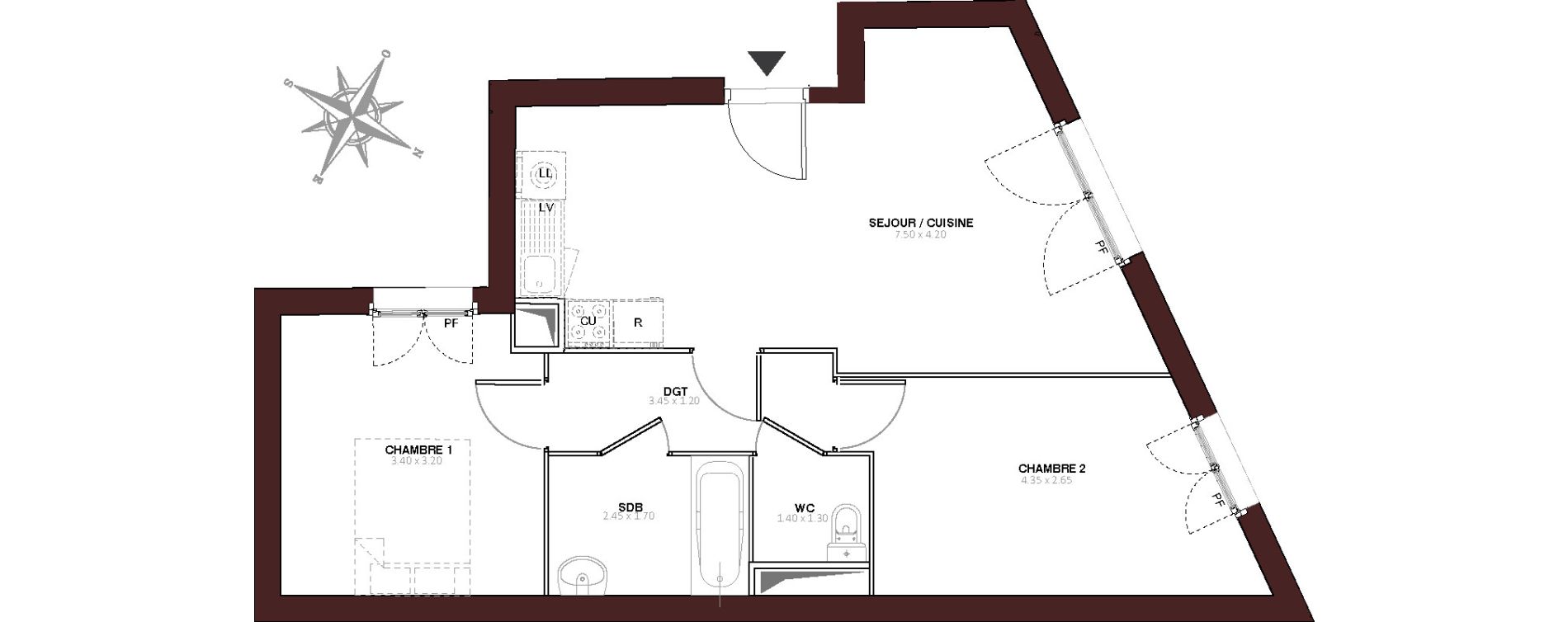 Appartement T3 de 56,40 m2 au Blanc-Mesnil Centre