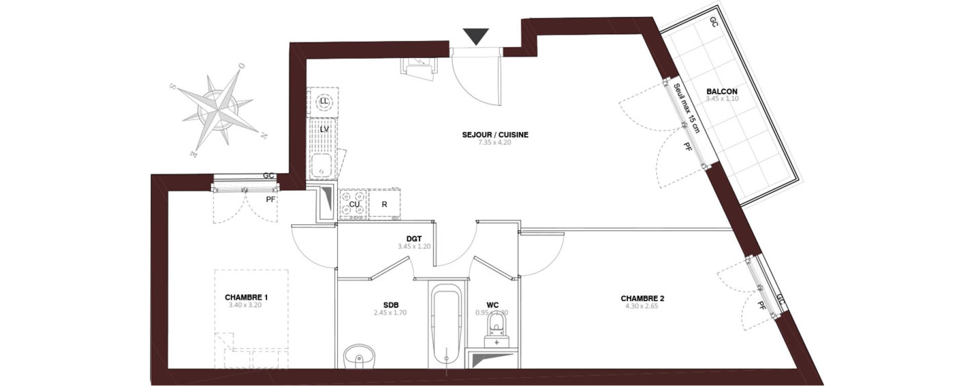 Appartement T3 de 56,20 m2 au Blanc-Mesnil Centre