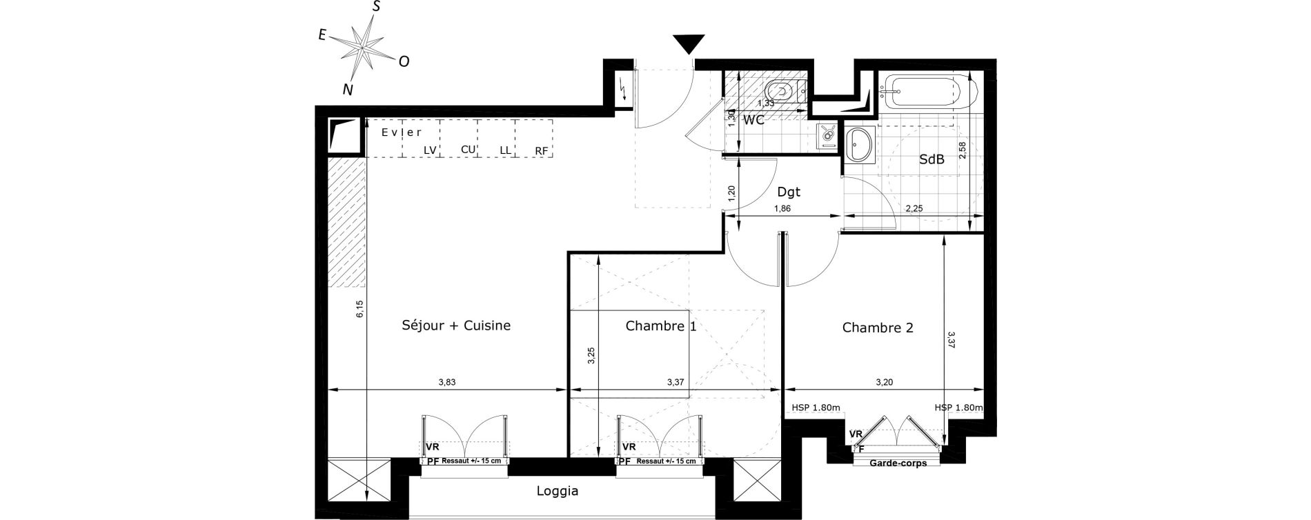 Appartement T3 de 58,91 m2 au Blanc-Mesnil La molette