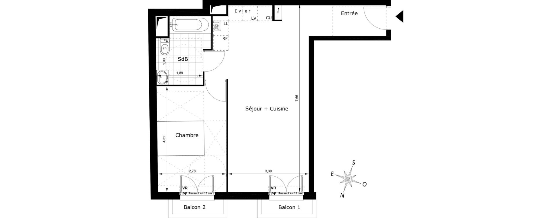 Appartement T2 de 48,52 m2 au Blanc-Mesnil La molette