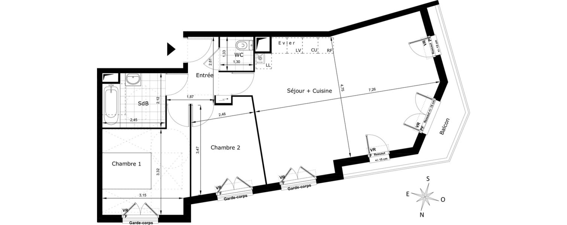 Appartement T3 de 67,25 m2 au Blanc-Mesnil La molette