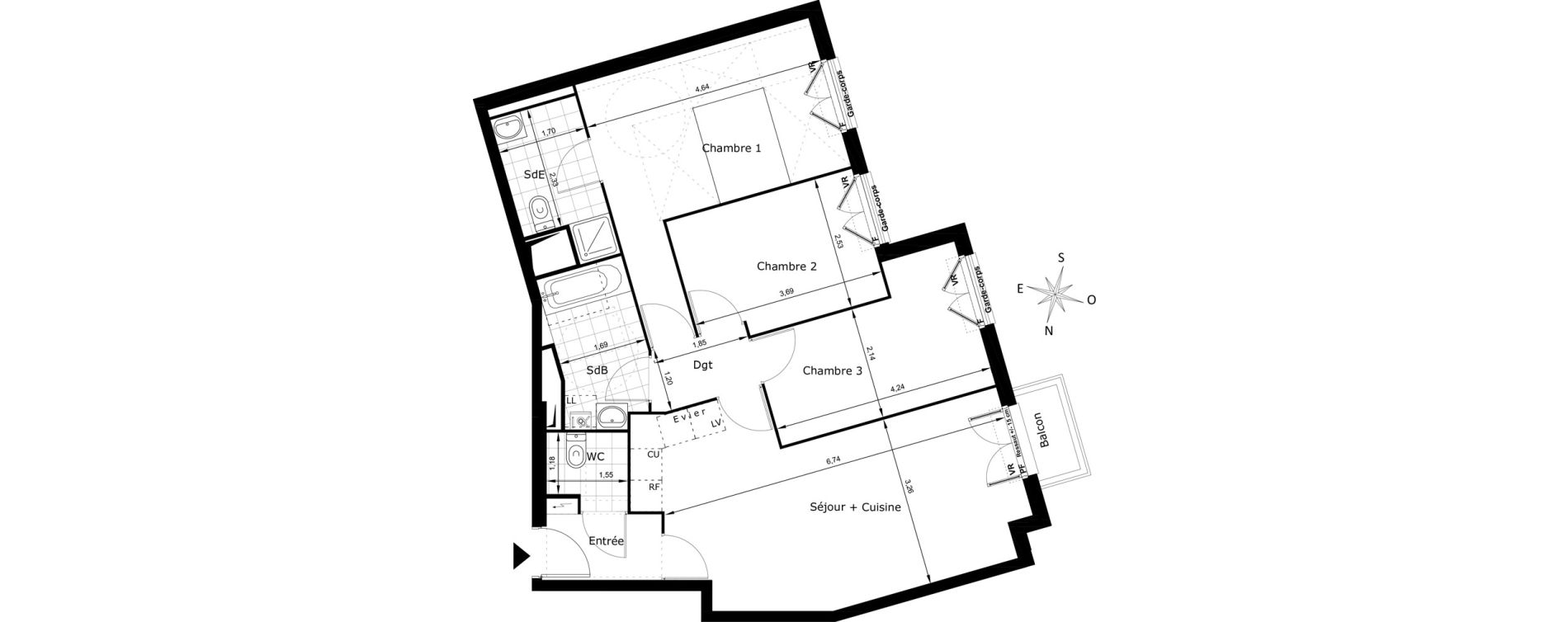 Appartement T4 de 75,78 m2 au Blanc-Mesnil La molette