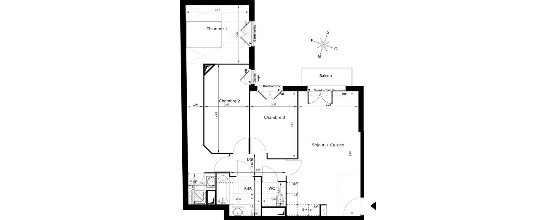 Appartement T4 de 75,76 m2 au Blanc-Mesnil La molette