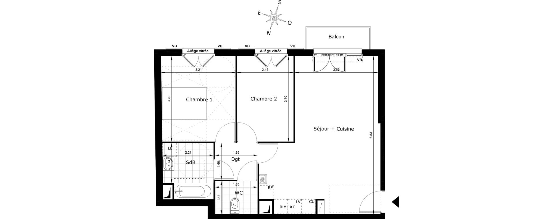 Appartement T3 de 60,72 m2 au Blanc-Mesnil La molette