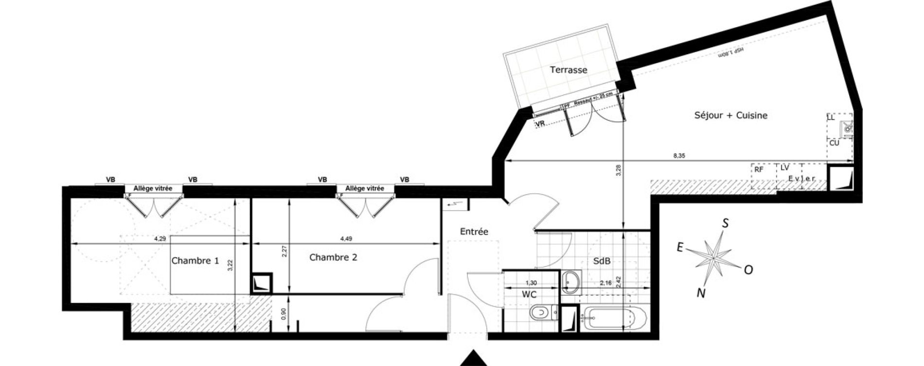 Appartement T3 de 66,00 m2 au Blanc-Mesnil La molette