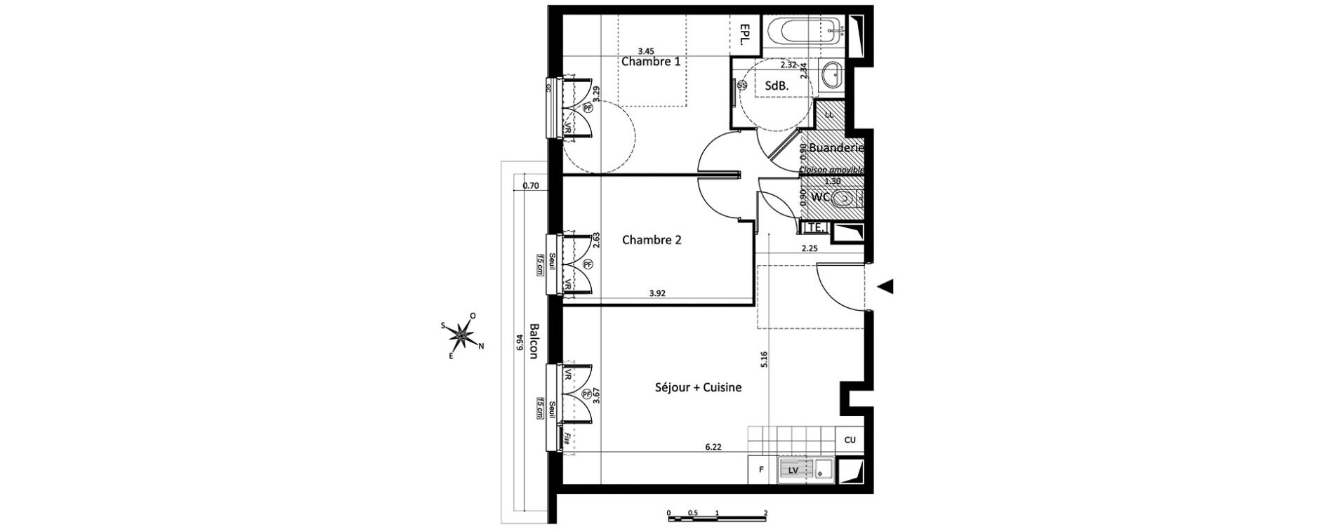 Appartement T3 de 56,93 m2 au Blanc-Mesnil Centre