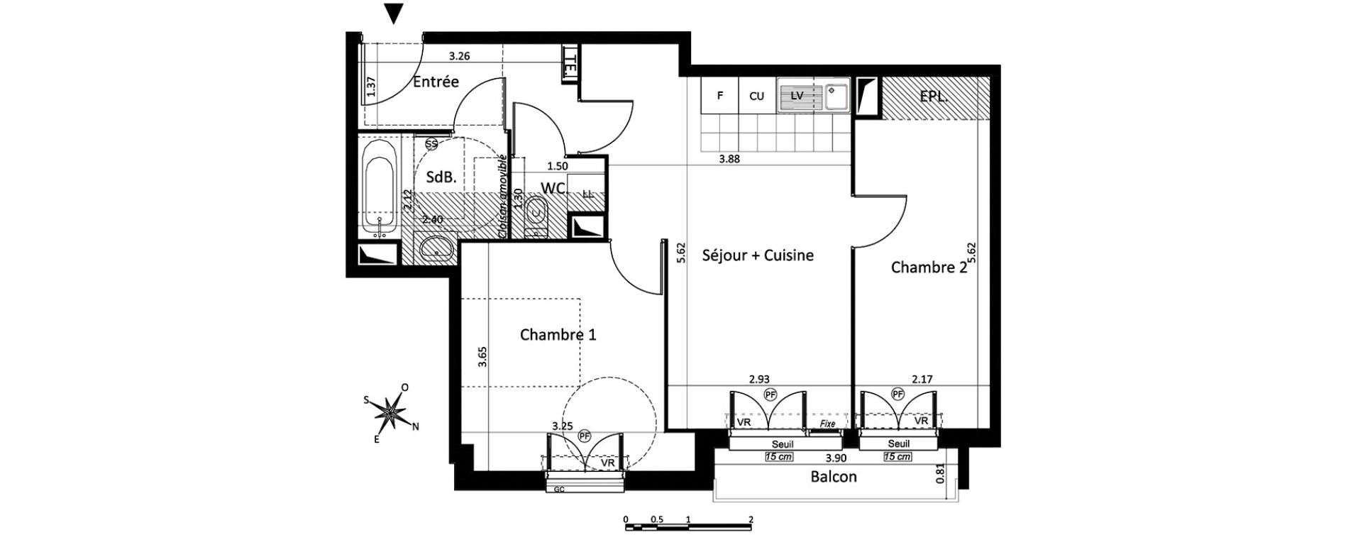 Appartement T3 de 55,48 m2 au Blanc-Mesnil Centre