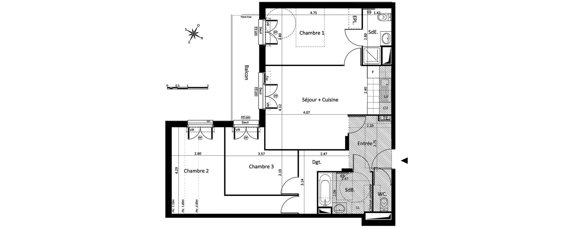 Appartement T4 de 77,10 m2 au Blanc-Mesnil Centre