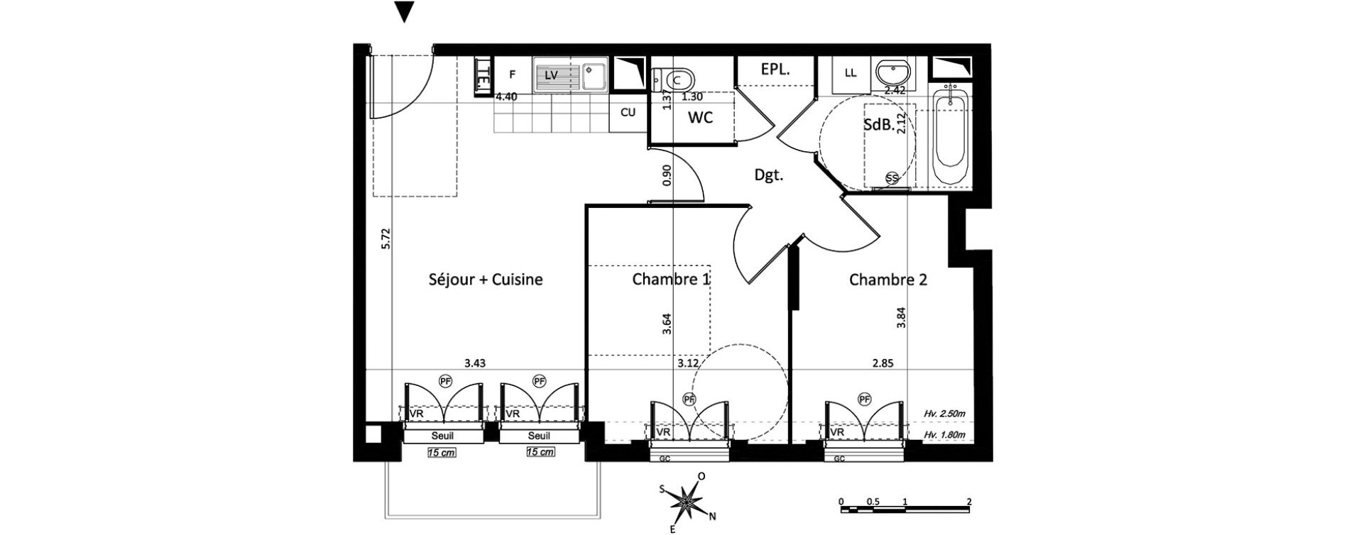 Appartement T3 de 53,56 m2 au Blanc-Mesnil Centre