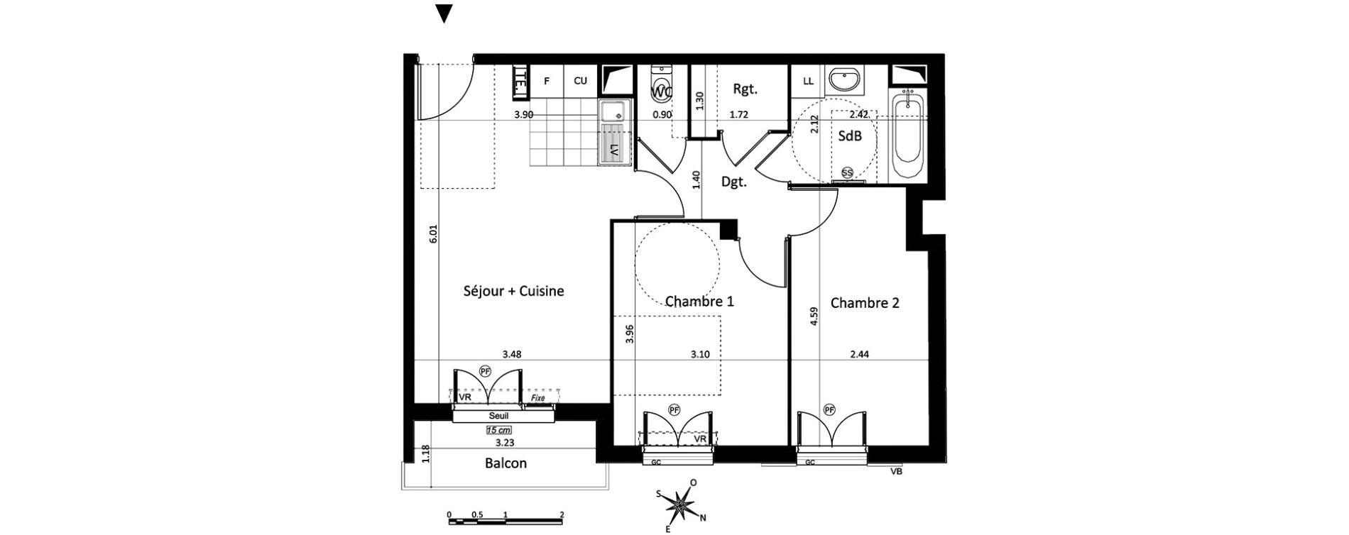 Appartement T3 de 56,41 m2 au Blanc-Mesnil Centre