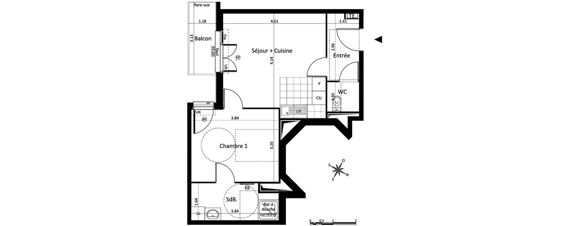 Appartement T2 de 43,57 m2 au Blanc-Mesnil Centre