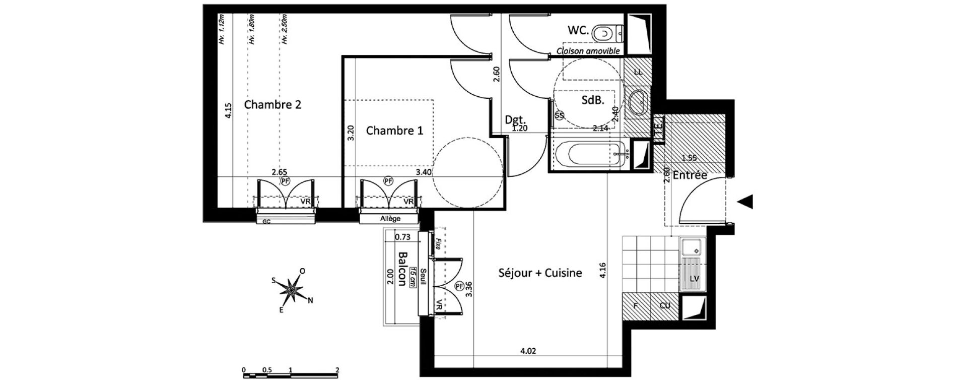 Appartement T3 de 54,57 m2 au Blanc-Mesnil Centre