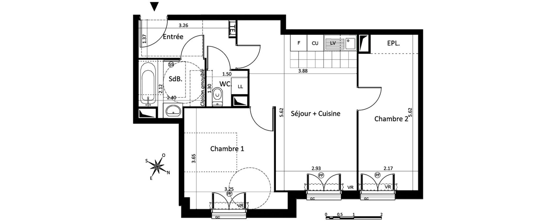 Appartement T3 de 55,48 m2 au Blanc-Mesnil Centre