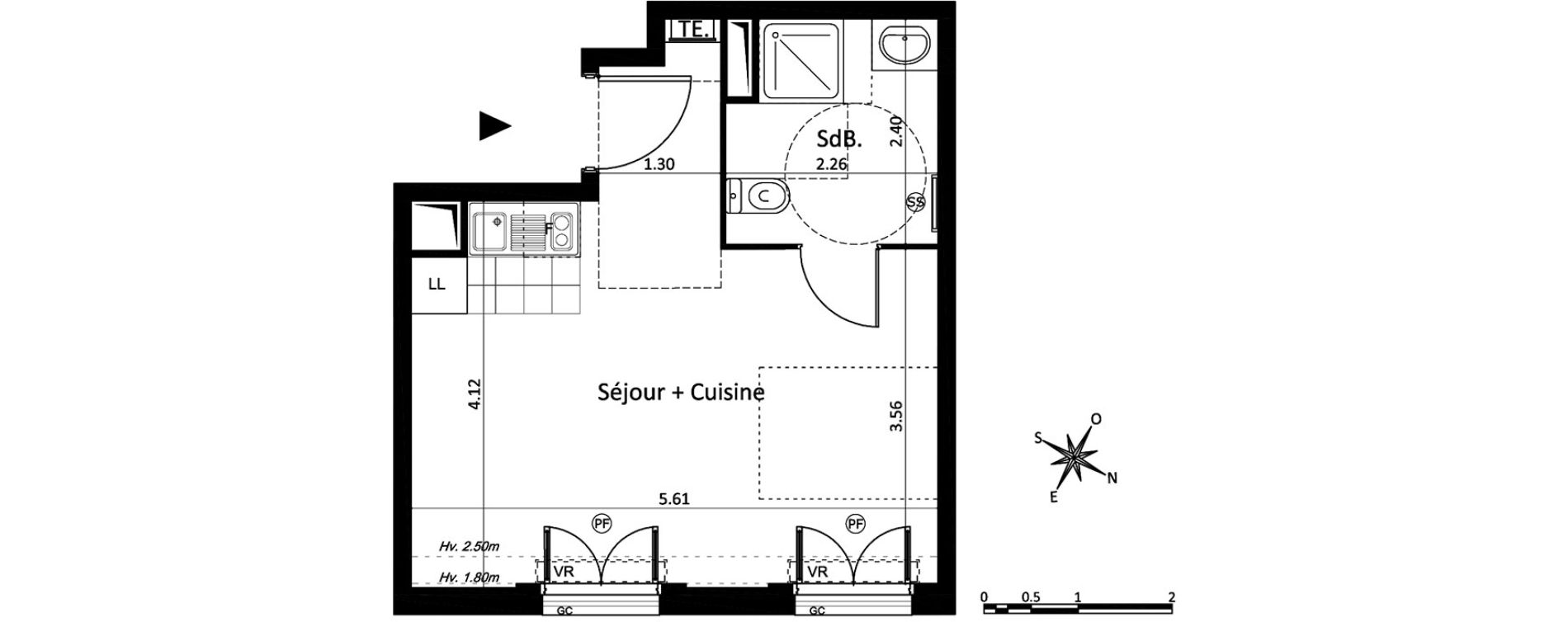 Appartement T1 de 28,42 m2 au Blanc-Mesnil Centre