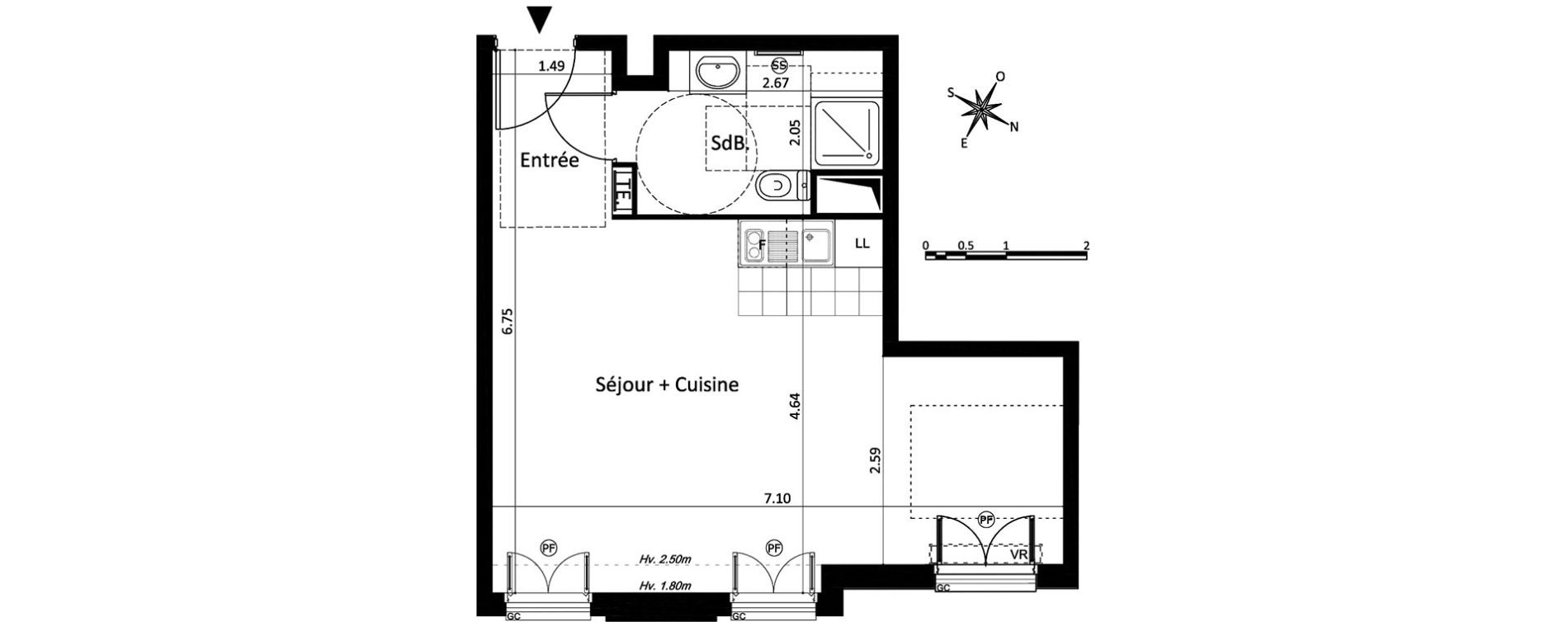 Appartement T1 de 37,06 m2 au Blanc-Mesnil Centre