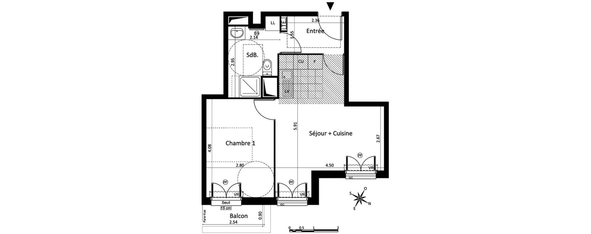Appartement T2 de 40,46 m2 au Blanc-Mesnil Centre