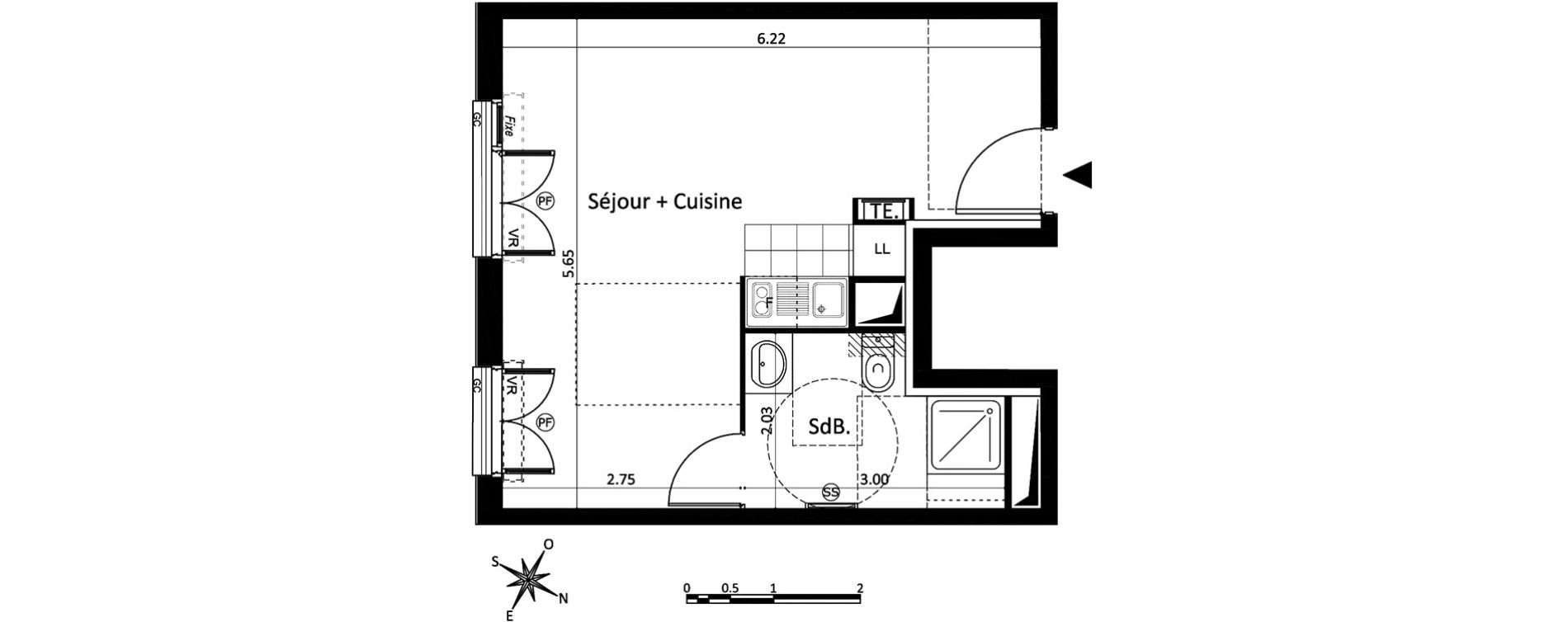 Appartement T1 de 30,63 m2 au Blanc-Mesnil Centre