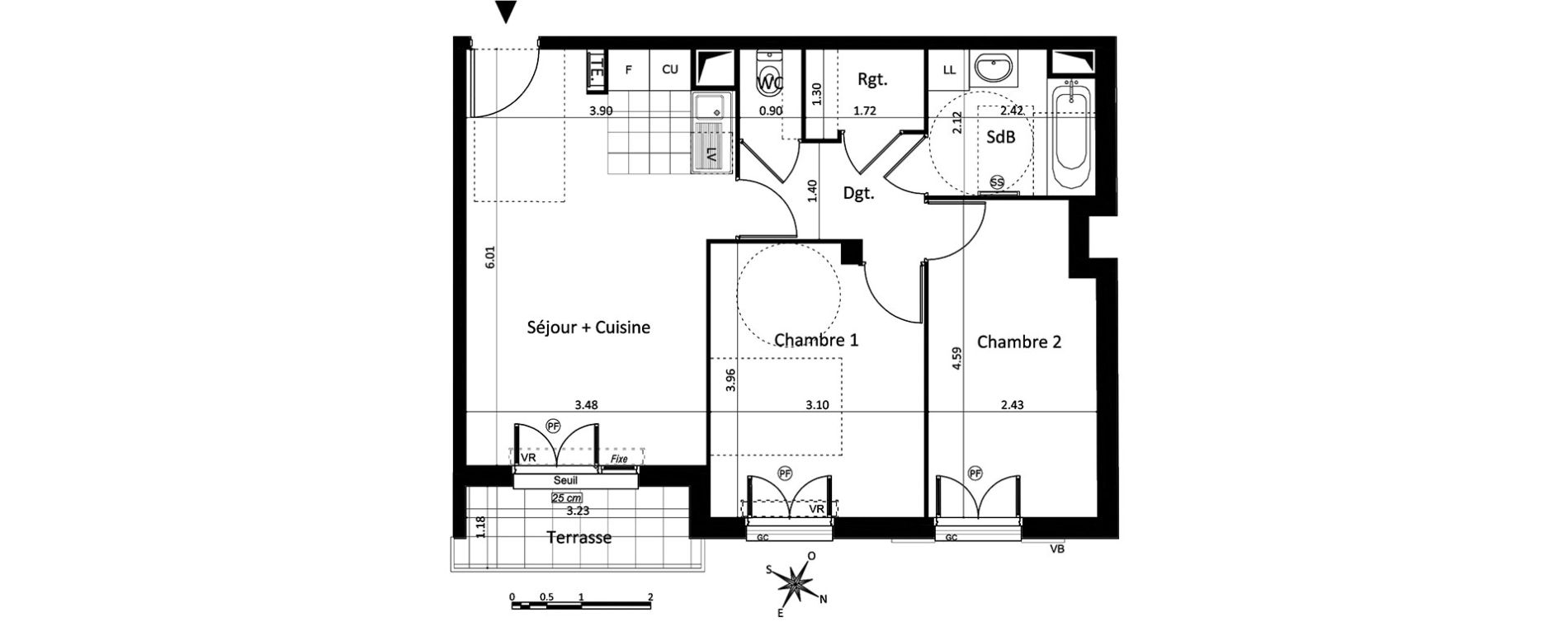 Appartement T3 de 56,41 m2 au Blanc-Mesnil Centre