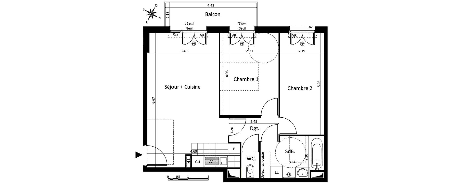 Appartement T3 de 58,58 m2 au Blanc-Mesnil Centre
