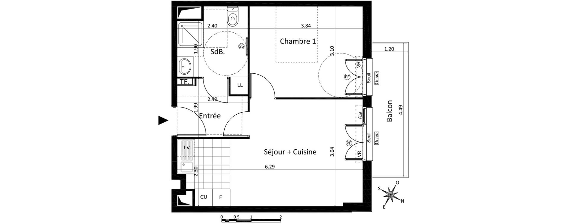 Appartement T2 de 40,85 m2 au Blanc-Mesnil Centre
