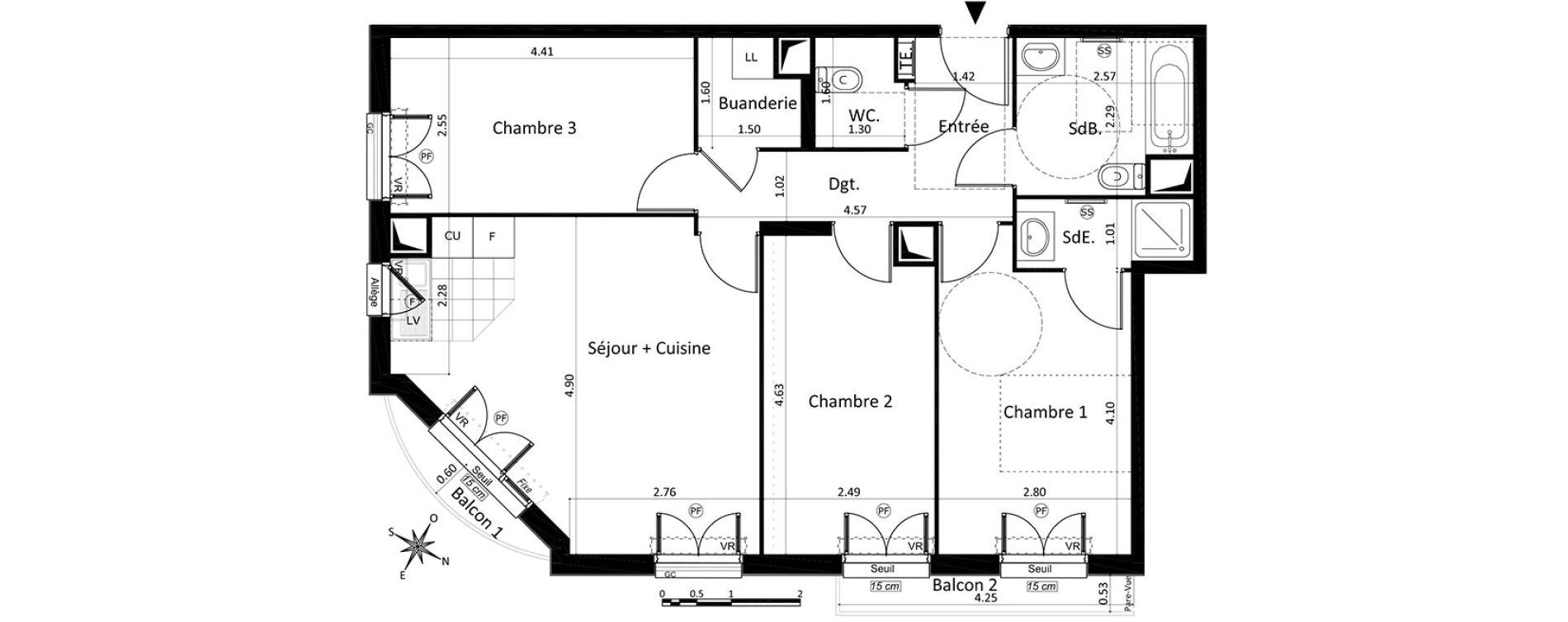 Appartement T4 de 75,91 m2 au Blanc-Mesnil Centre