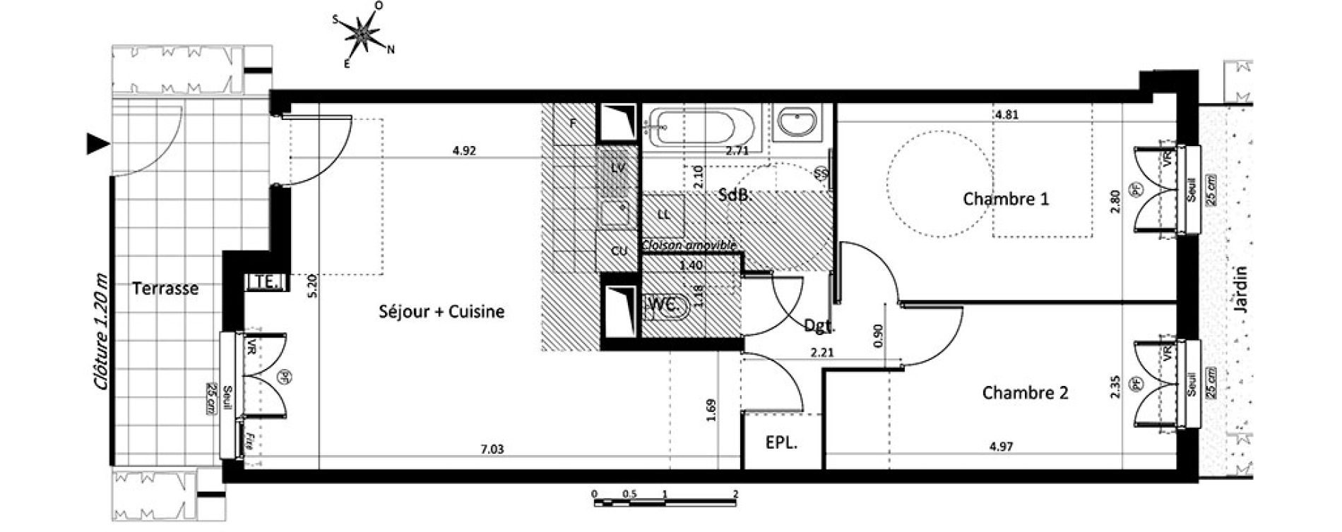 Appartement T3 de 64,69 m2 au Blanc-Mesnil Centre